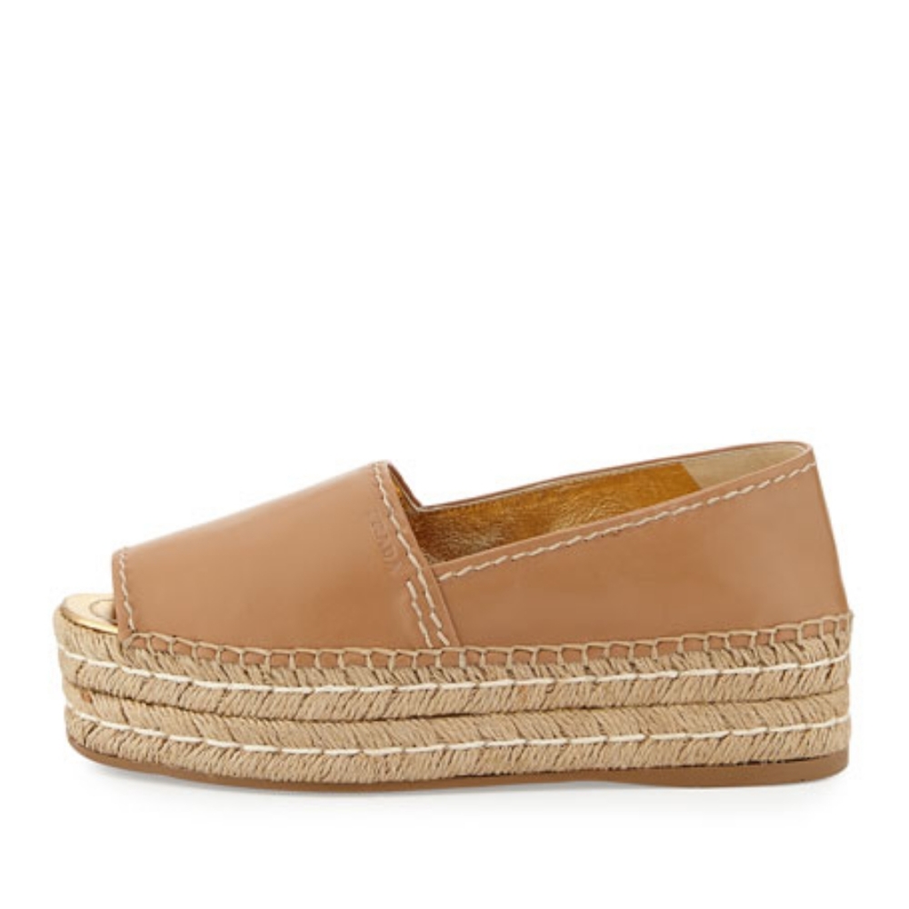 Prada Napa leather slip-on espadrille.